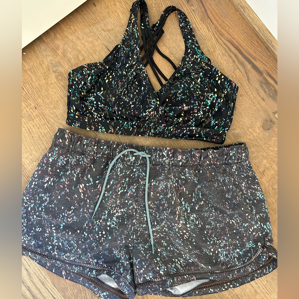 Prana bikini top and matching shorts size 36/M